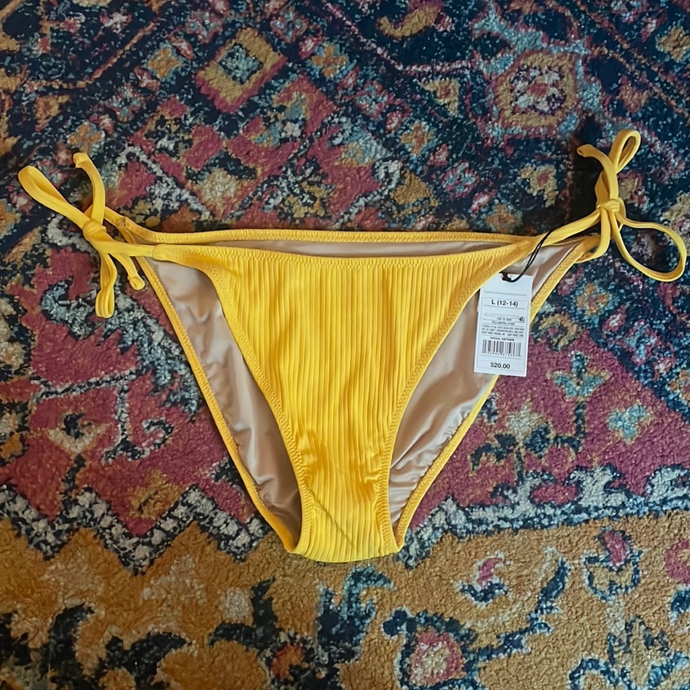 Bright yellow side tie bikini bottoms
